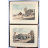 Two coaching prints, “One Mile from Gretna" and "A False Alarm on the Road to Gretna", in Hogarth