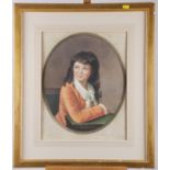 John Coster Webb: a coloured mezzotint, 18th century portrait, in wash lined mount