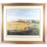 Graham Baxter: a signed limited edition print, "The Old Course Saint Andrews", in strip frame, and