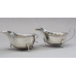Two silver sauce boats, 6.3oz troy approx