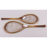 Two vintage shuttlecock rackets