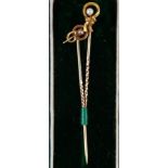 Two yellow metal and seed pearl mounted stick pins