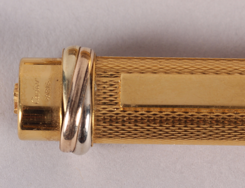 A Shaeffer gold plated fountain pen, a gold plated Cartier ball point pen and a similar felt tip - Image 2 of 9