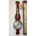 A 19th century mahogany banjo barometer and thermometer by Somalvico Lione & Co, No 125 Holborn