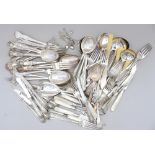 A selection of silver plated King's pattern flatware and other plated flatware