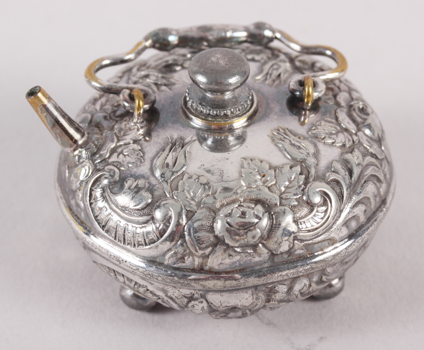 An enamelled cheroot holder, two miniature silver trophy cups, a number of silver condiment spoons - Image 2 of 3