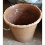 A stoneware planter with incised decoration, 18" dia x 17" high