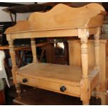 A pine two-tier washstand tray top, fitted one drawer, 36" wide