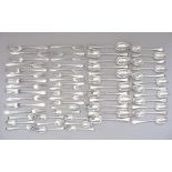 A canteen of silver beaded flatware for twelve, 114.4oz troy approx, and eleven matching silver p