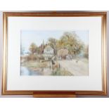 Fred Fitch: watercolours, harvesters return, 13 1/2" x 19 1/2", in gilt frame