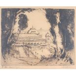 Harry Bateman: a signed etching, "The Spa, Scarborough", in strip frame, and a pencil sketch, "