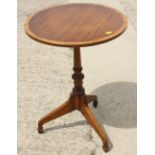 A reproduction mahogany and banded wine table, 6 1/2" dia
