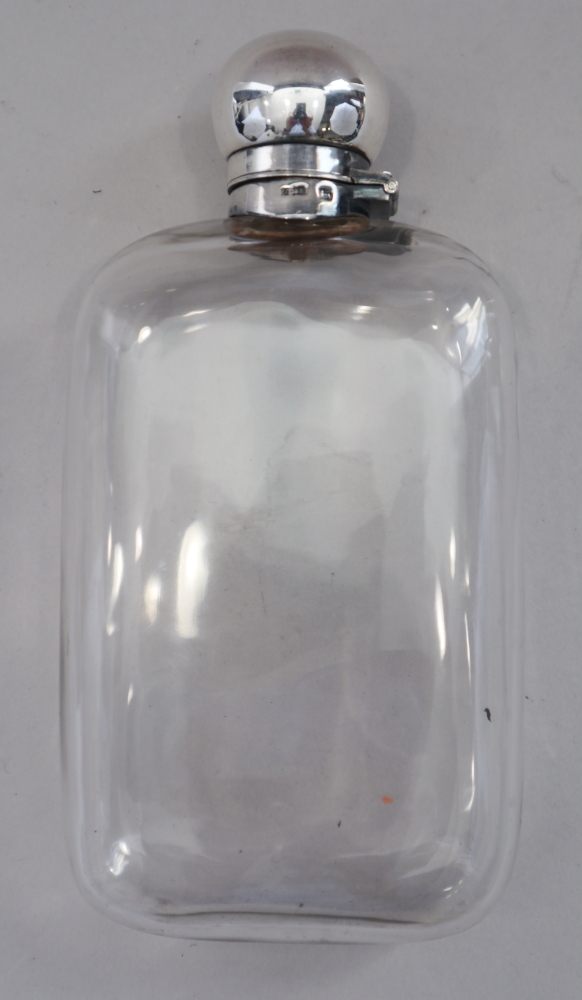 A Victorian silver spirit flask with removable cup and a glass spirit flask with silver cap - Image 4 of 5