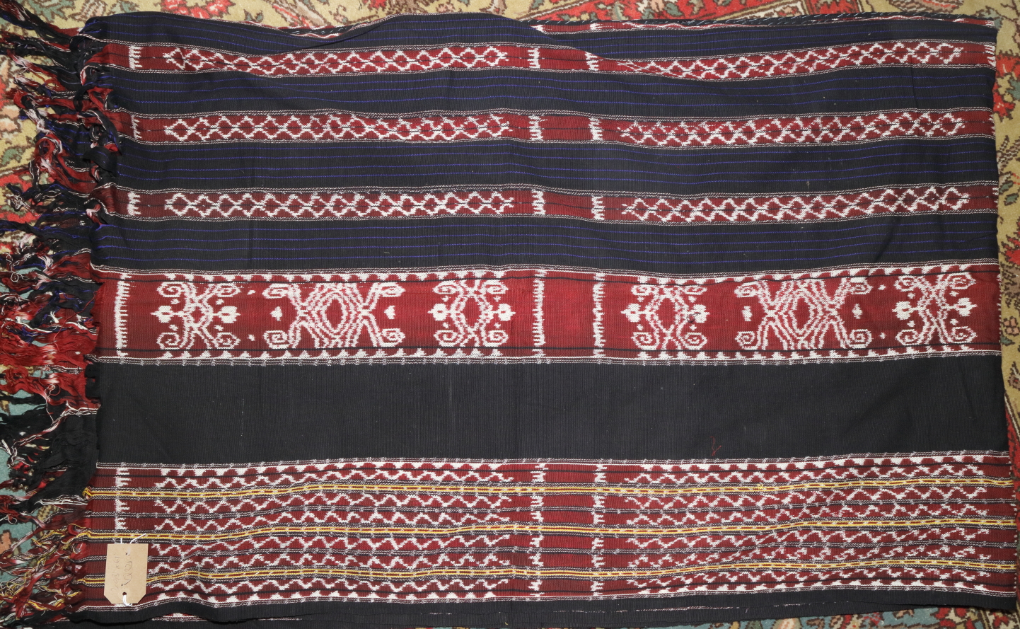 An Ikat panel of striped design from Savu, Indonesia, 93" x 61"