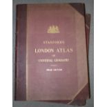 Stanford’s "London Atlas of Universal Geography Folio Edition" x 2, half bound, “The Survey Atlas of