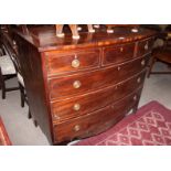 A Georgian mahogany and banded bowfront chest of three short and three long graduated drawers, on