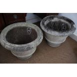 A pair of garden cast stone planters, 24" dia x 19" high