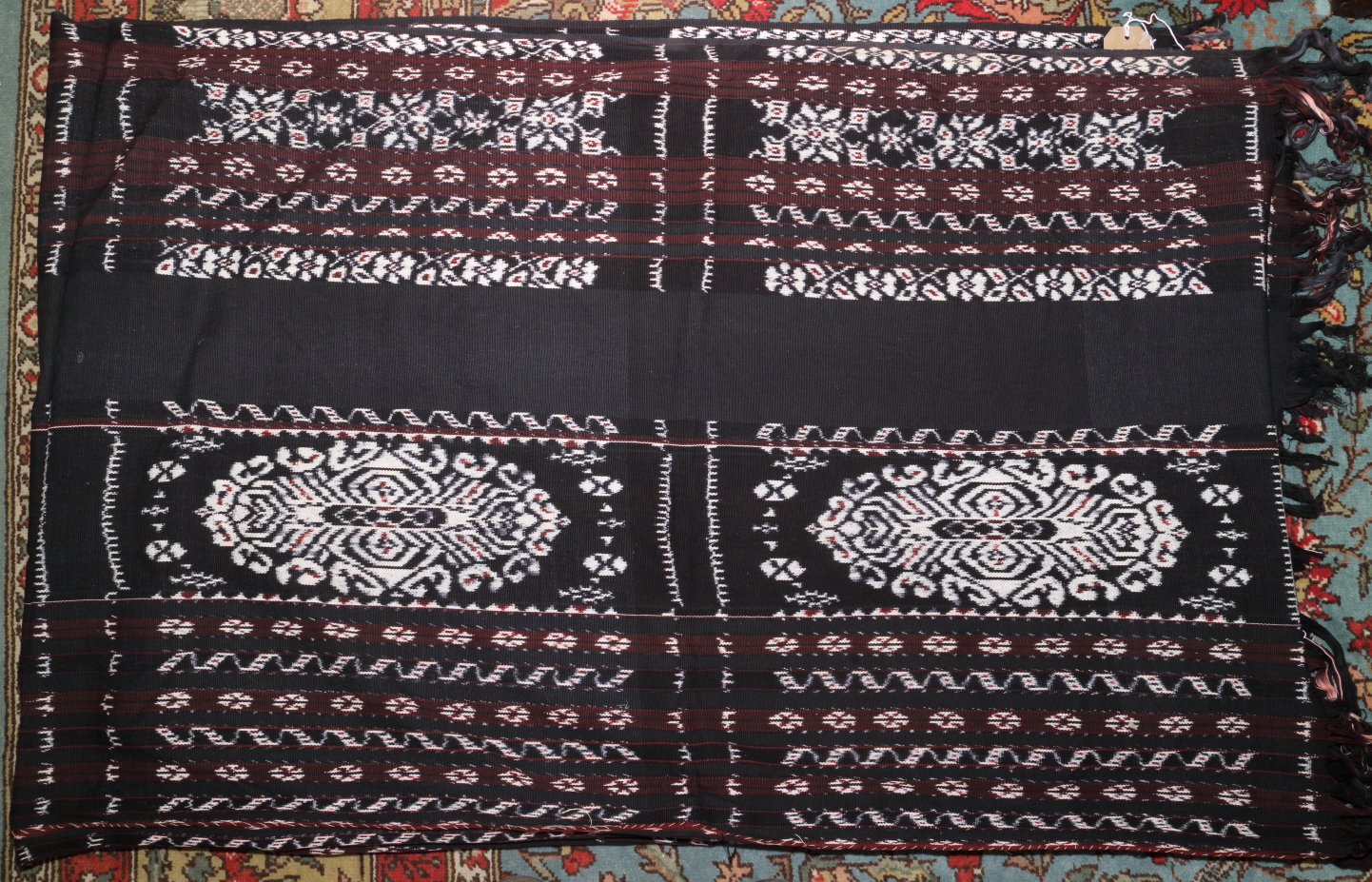 An Ikat panel of traditional design from Savu, Indonesia, 92" x 62"