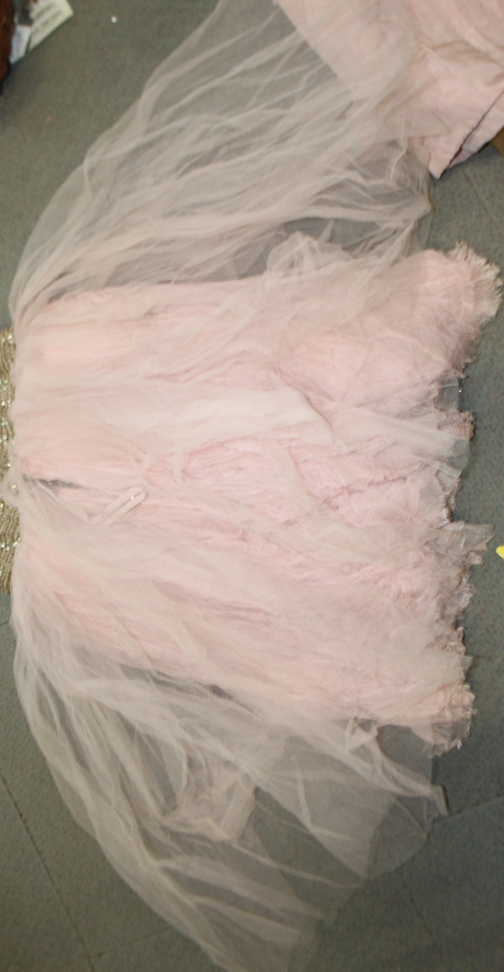 A 1950s Christian Dior pink satin evening coat, a 1950/60s Christian Dior pink net dress with beaded - Image 9 of 11