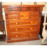 A Victorian mahogany "Scotch" chest, fitted frieze drawer over one deep and four small drawers and