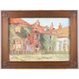 M E Thomson: watercolours, "The Manse Aston Tirrold", 10 1/4" x 14 1/2", in strip frame