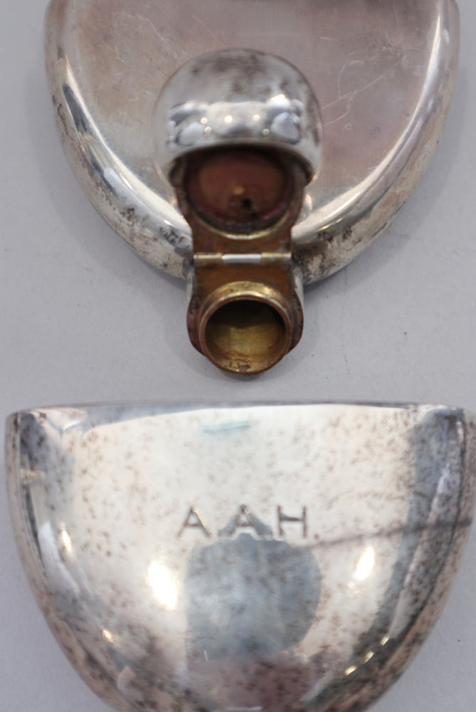 A Victorian silver spirit flask with removable cup and a glass spirit flask with silver cap - Image 3 of 5
