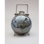 A Victorian silver pilgrim flask with swing handle, 3.3oz troy approx