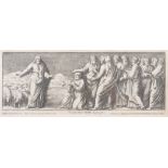Pietro Sarti Bartolli: a 17th century etching, "Christ the Shepherd", 4 1/4" x 10 3/4", in strip