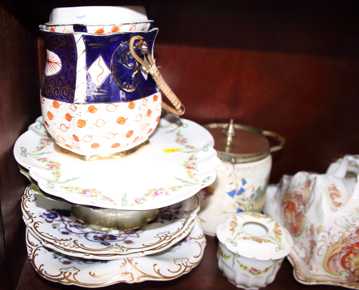 A Payot "Cureville" wall hanging planter, decorated ribbons and flowers, a cheese dish, a biscuit - Image 2 of 4