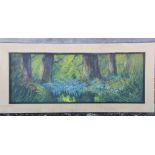 Charlie Lear?, '69: impasto oil on canvas, bluebell woodland, 19" x 52", in linen lined frame