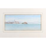 English 20th century School: watercolours, view of Murano in the Venetian Lagoon, 4 1/4" x 9 3/4",