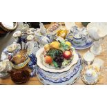A quantity of blue and white china, including collectors plates, ceramic boxes and other items