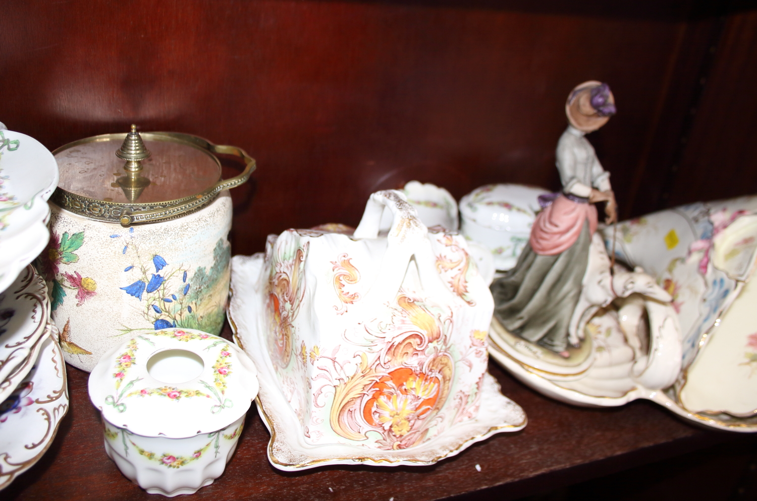 A Payot "Cureville" wall hanging planter, decorated ribbons and flowers, a cheese dish, a biscuit - Image 3 of 4