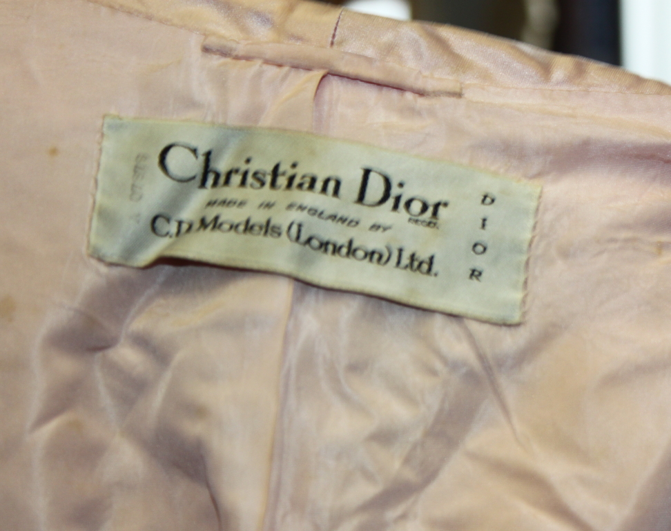 A 1950s Christian Dior pink satin evening coat, a 1950/60s Christian Dior pink net dress with beaded - Image 4 of 11