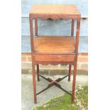 A late 19th century mahogany washstand, fitted one drawer, on chamfered supports, 13 1/2" wide, a