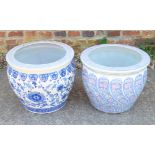Two modern Chinese porcelain jardinieres, 14" dia