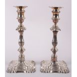 A pair of 19th century style silver candlesticks, by Mappin & Webb, 11 1/2" high