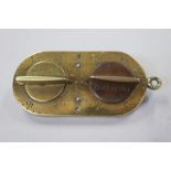 A 19th century brass and white metal mounted game counter, by G & J W Hawksley, 2 1/4" long
