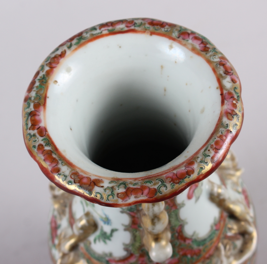 A Canton enamel two-handled baluster vase with gilt decoration, 9 1/2" high, a similar pot ( - Image 16 of 43