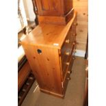 A pine chest of two short and four long drawers with knob handles, 34" wide x 18" deep x 36" high