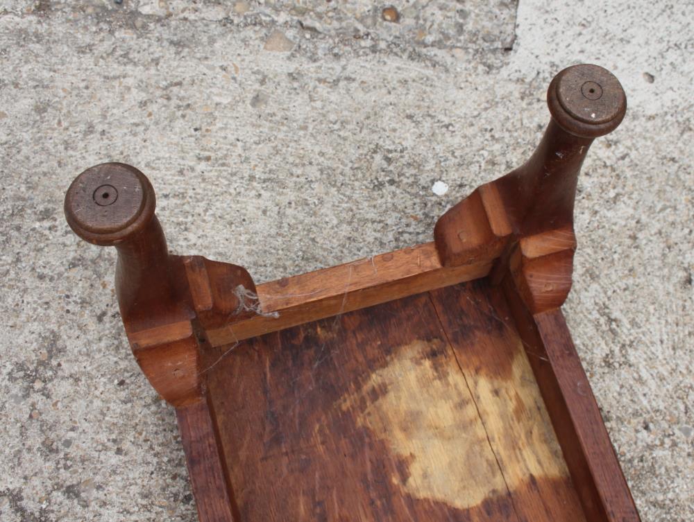 An oak low footstool, on cabriole supports, 48" wide - Image 2 of 2