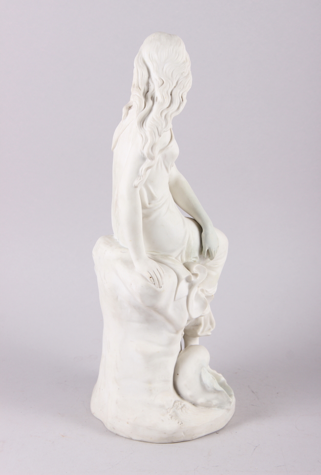 John Bell: a Victorian Parian figure of a seated woman, Miranda, 15" high (restored) - Image 3 of 7