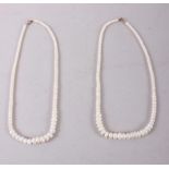 Two graduated cultured pearl necklaces