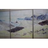 Ulrich Schwanecke, '80: watercolour triptych landscape, largest 25" x 21", in silvered frames