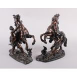 A pair of bronze Marley horses, 10 1/2" high
