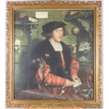 After Holbein: a Medici colour print, "Georg Giese", in original frame