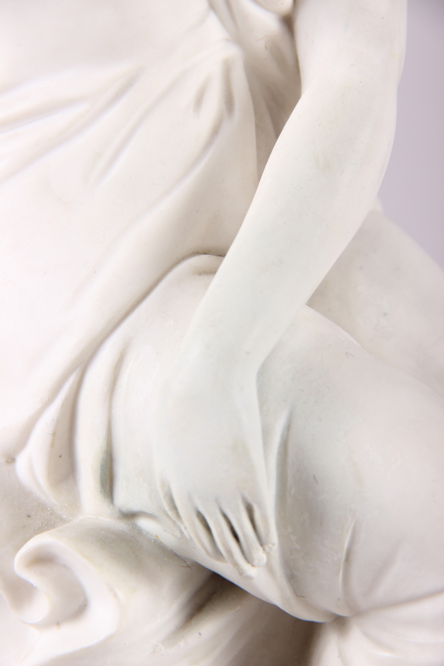 John Bell: a Victorian Parian figure of a seated woman, Miranda, 15" high (restored) - Image 4 of 7