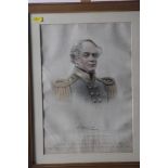 A 19th century hand-coloured lithograph of Vice Admiral Dundas, in gilt frame