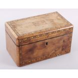 A mahogany and Tunbridge banded stationary box, 10" wide