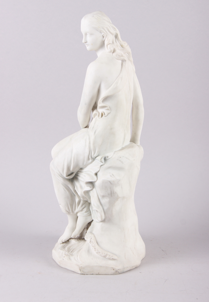 John Bell: a Victorian Parian figure of a seated woman, Miranda, 15" high (restored) - Image 2 of 7